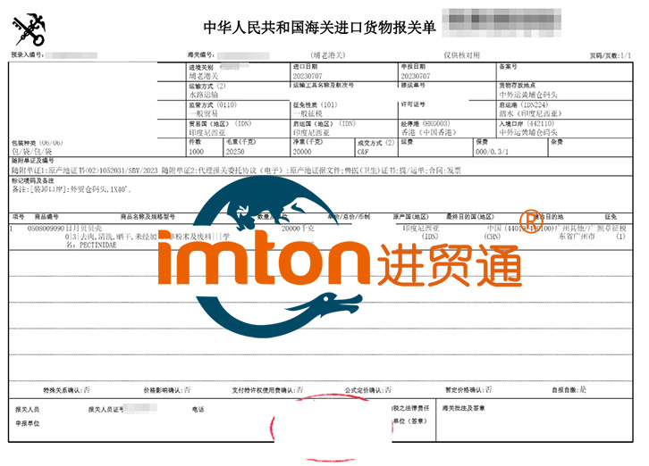 印尼日月贝贝壳进口报关流程